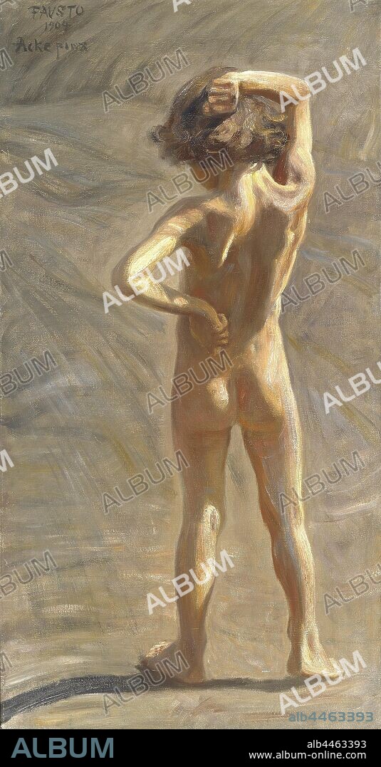 J.A.G, Acke, Fausto, Study of a Nude Boy, Actual study of small boy, painting, 1904, oil on canvas, Height, 107 cm (42.1 inches), Width, 59 cm (23.2 inches), Signed, FAUSTO 1904 Acke Pinx.