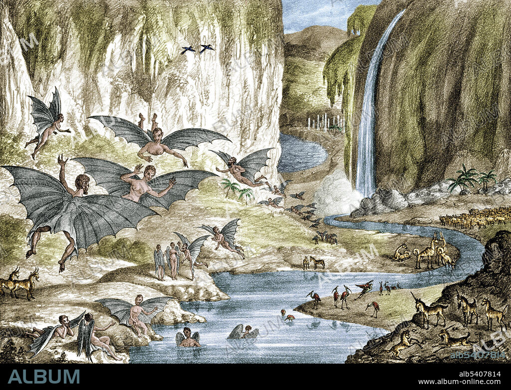 The Great Moon Hoax refers to a series of articles that were published in 1835 by The Sun, a New York newspaper, about the discovery of life on the Moon, and falsely attributed to English astronomer John Herschel. The articles described fantastic animals, including unicorns and bat-like winged humanoids (Vespertilio-homo) who built temples. Authorship of the articles has been attributed to Richard Adams Locke.