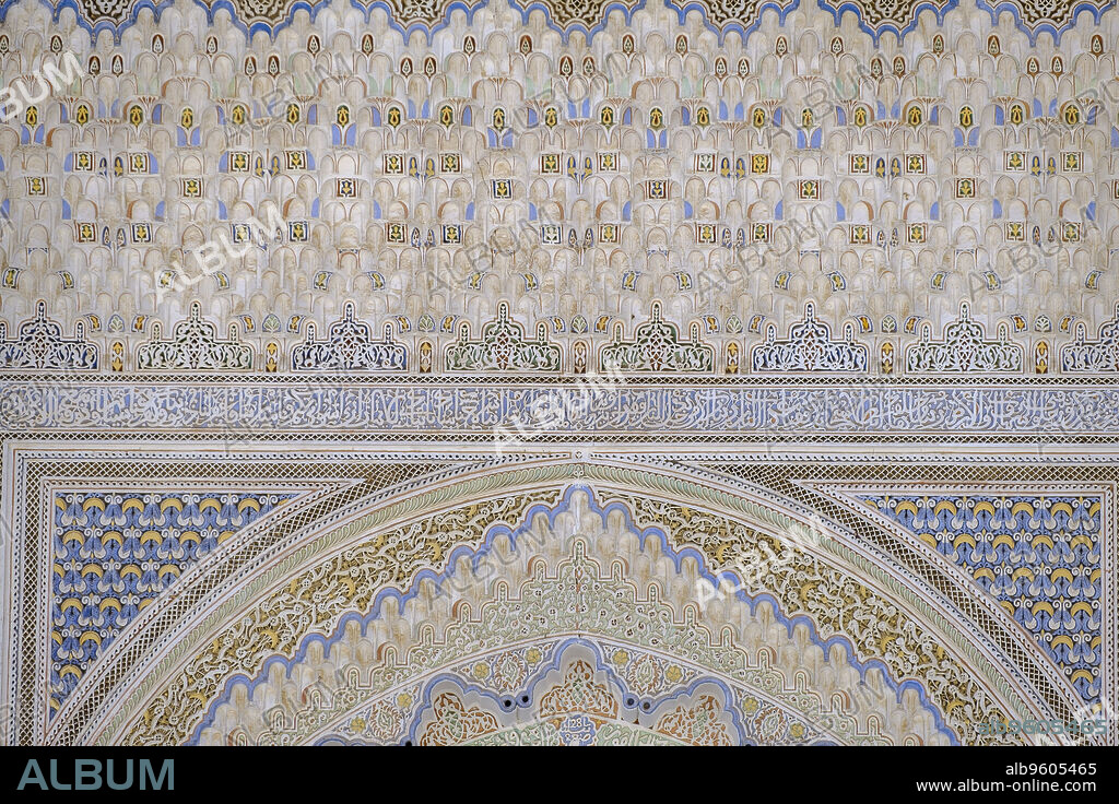 Al Karaouine Mosque, decorated portal, Built in the year 859, Fez, morocco, africa.