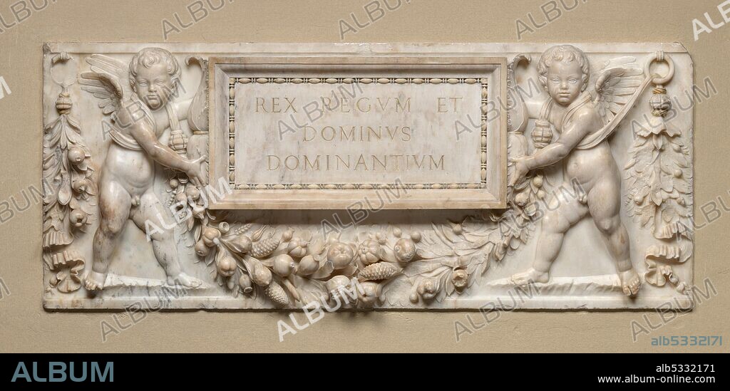 BENEDETTO DA ROVEZZANO. Relief from an Altar or Tabernacle, c. 1507/1512. [Rex Regum et Dominus Dominantium: Jesus Christ, King of Kings and Lord of Lords].