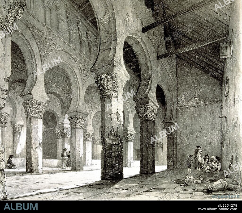 GENARO PEREZ VILAAMIL. TOLEDO. SINAGOGA DE SANTA MARIA LA BLANCA. DIBUJO DE GENARO PEREZ VILLAAMIL. PARIS 1842-1850.