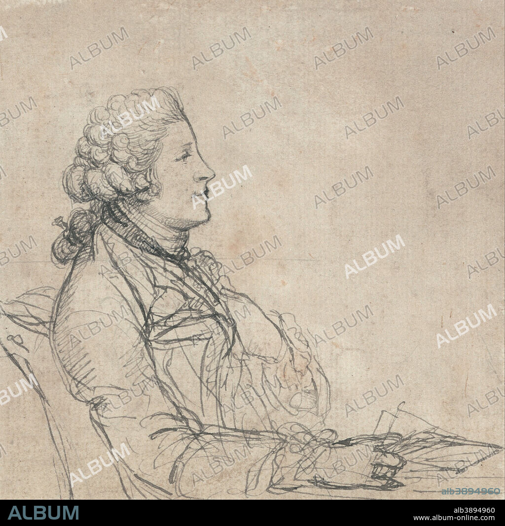 RICHARD COSWAY. Profile Study of a Young Man. Drawing. Gray ink on medium, slightly textured, cream laid paper. Height: 146 mm (5.74 in); Width: 146 mm (5.74 in).