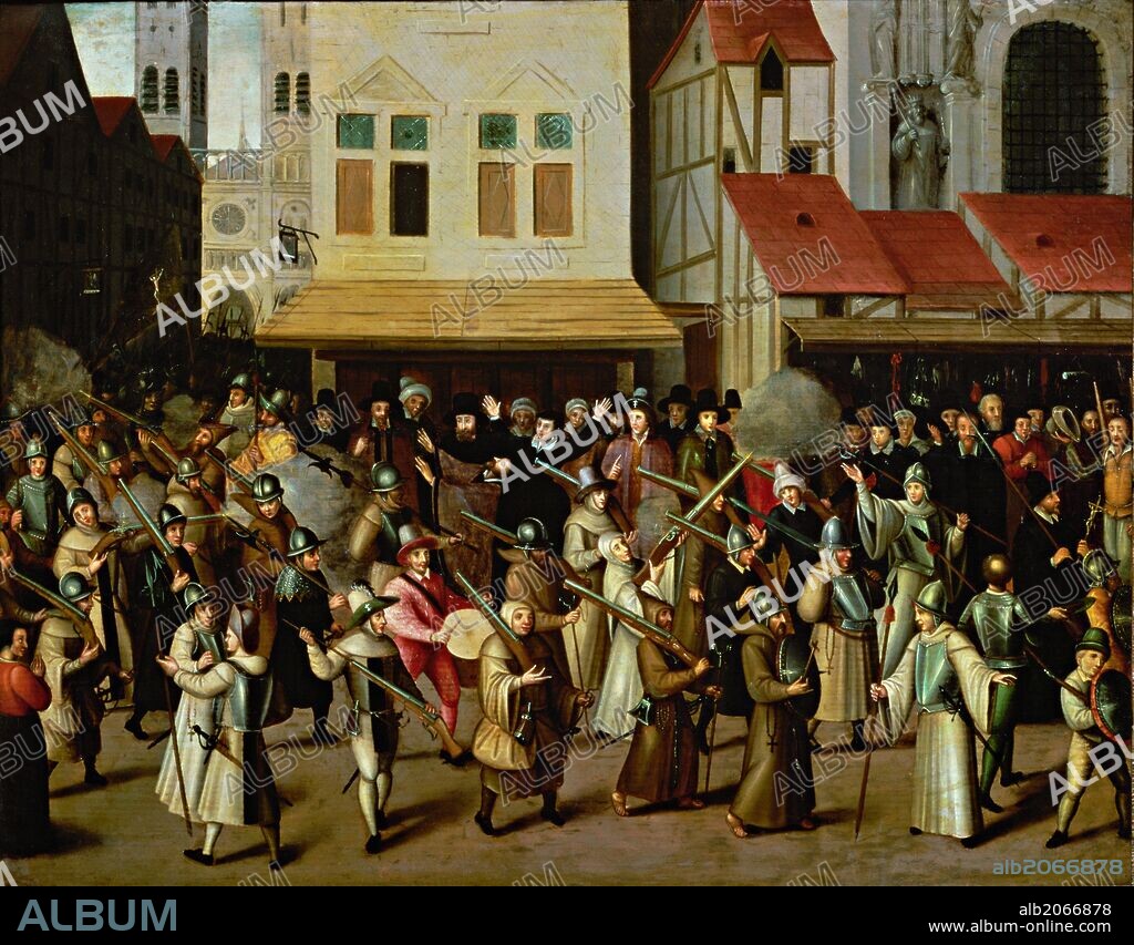 FRANÇOIS BUNEL THE YOUNGER. Procession of the Catholic League on the Place de Greve in Paris, 1590.