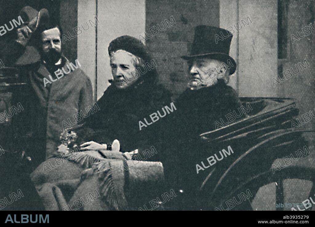 'An echo of the past - Mr. and Mrs. Gladstone driving through Glasgow at the General Election of 1892', 1900. From Black & White Budget, Vol. III. [The Black and White Publishing Company, J P. Monckton, Leeds, Manchester, Glasgow, Edinburgh, London, 1900].