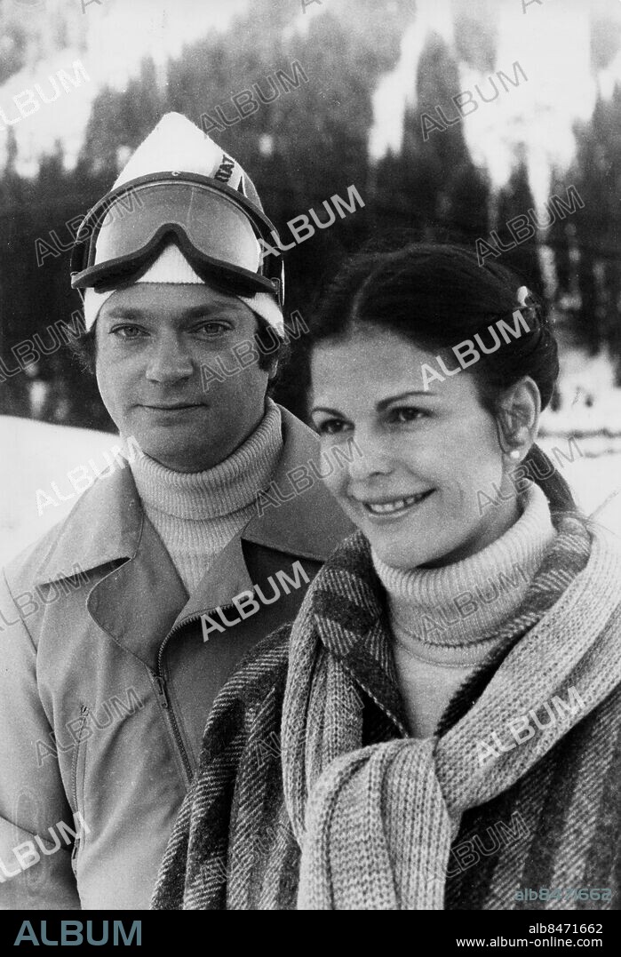 LECH 1979 . Kung Carl XVI Gustaf och drottning Silvia på vintersemester i Österikiska Lech 1979. Drottning Silvia tar det lugnt med skidåkningen detta år eftersom hon väntar sitt andra barn, prins Carl Philip som föddes senare på våren.. Foto SCANPIX Code 20360 COPYRIGHT SCANPIX. ***ARKIVBILD*** Swedish King Carl XVI Gustaf will be celebrating his 70th birthday on April 30, 2016.