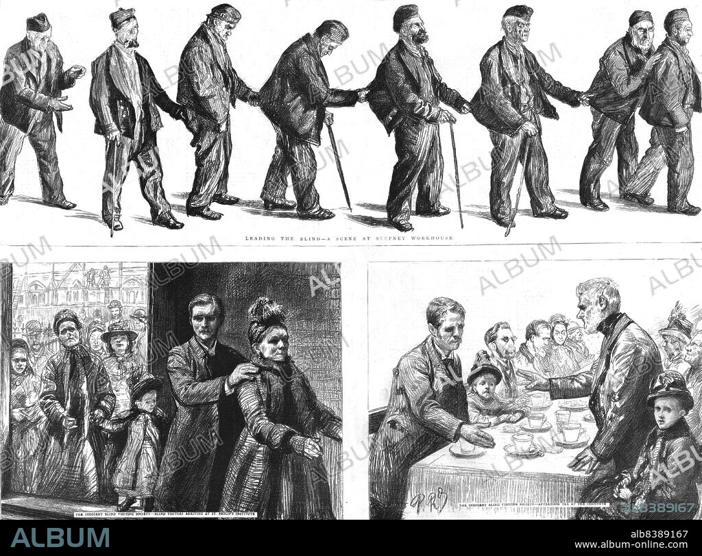 CHARLES PAUL RENOUARD. 'The Poor Blind at the East End; Stepney Workhouse and St.Philip's Institute', 1890. From "The Graphic. An Illustrated Weekly Newspaper", Volume 41. January to June, 1890.