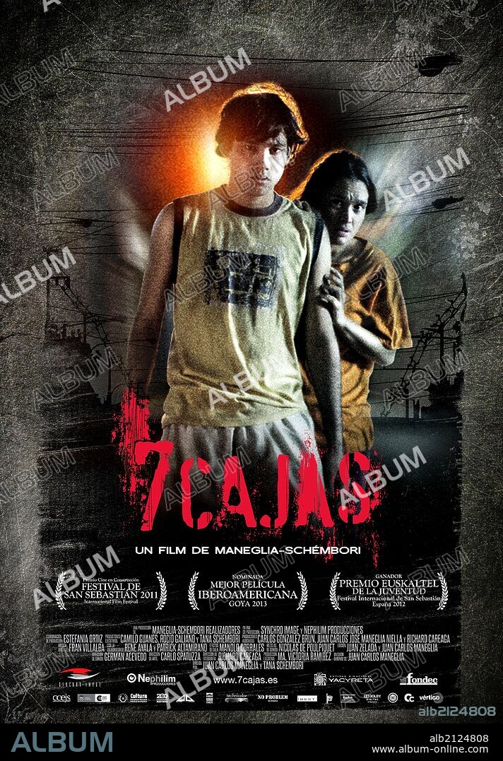 Poster de 7 CAJAS, 2012, dirigida por JUAN CARLOS MANEGLIA y SCHEMBORI. TANA. Copyright MANEGLIA-SCHEMBORI REALIZADORES.