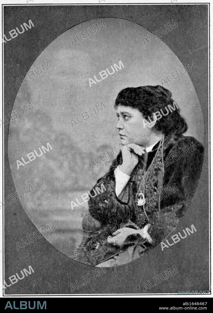Helena Petrovna Blavatsky (born Hahn - 1831-1891). Russian-born American theosophist, photographed in New York circa 1874 by a spirit photographer.