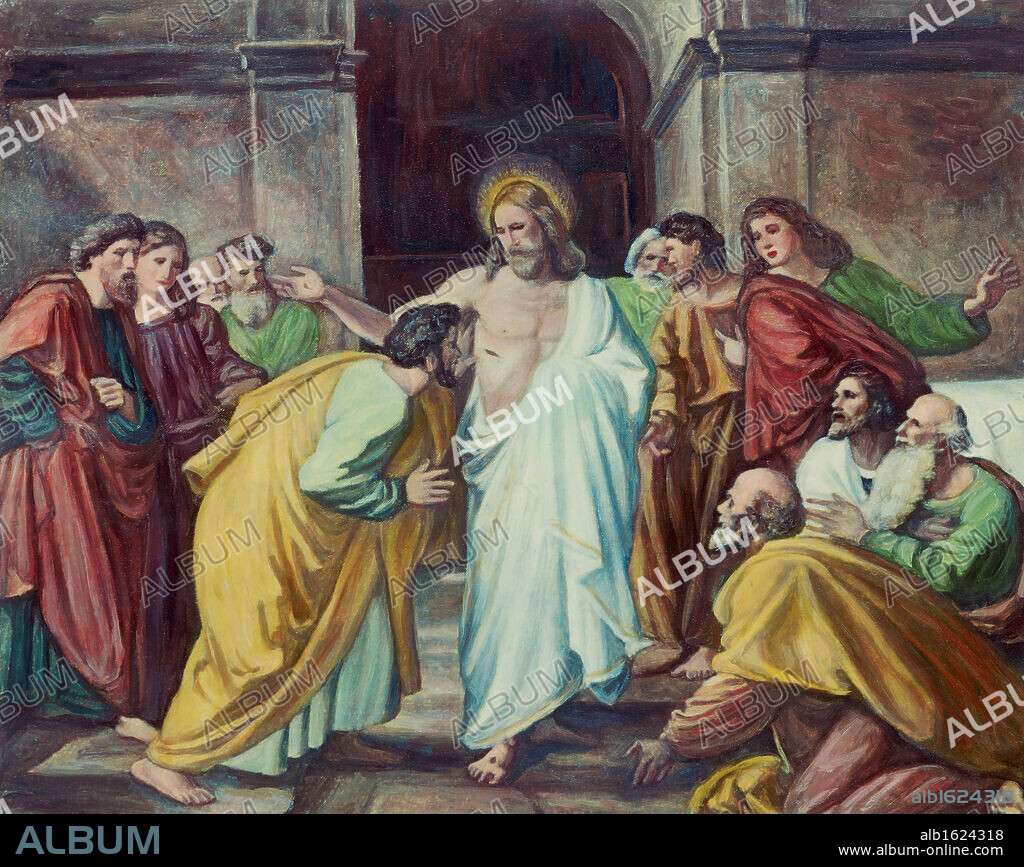 The Doubting Thomas  Alessandro Mantovani (1814-1892 Italian).