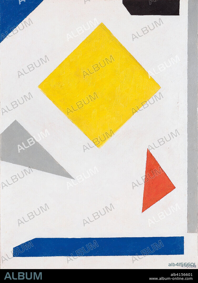 VILMOS HUSZAR. Vilmos Huszár (Budapest,  1884-Hierden, 1960). Composición (hacia 1955 - 1960). Óleo sobre cartón. 84,2 x 61,4 cm.
