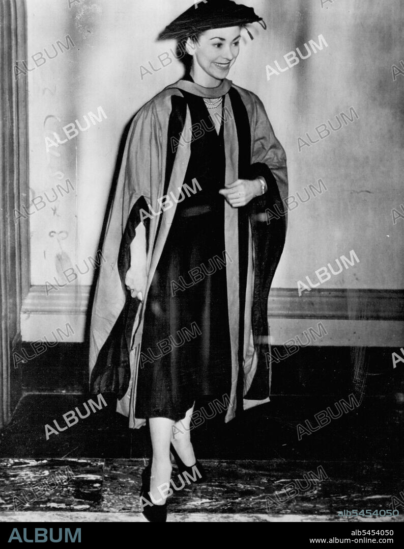 The Dancing Doctor - Margot Fonteyn, 33-year-old ballerina, became yesterday the first Dancing Doctor of Letters. She is pictured here in her robes.That was the title she chose herself as she stood in Leeds Town Hall and received the honorary degree of D. Litt. With her on the platform where 11 learned men who also received honorary degrees from Leeds University. May 15, 1953. (Photo by Daily Express Picture).