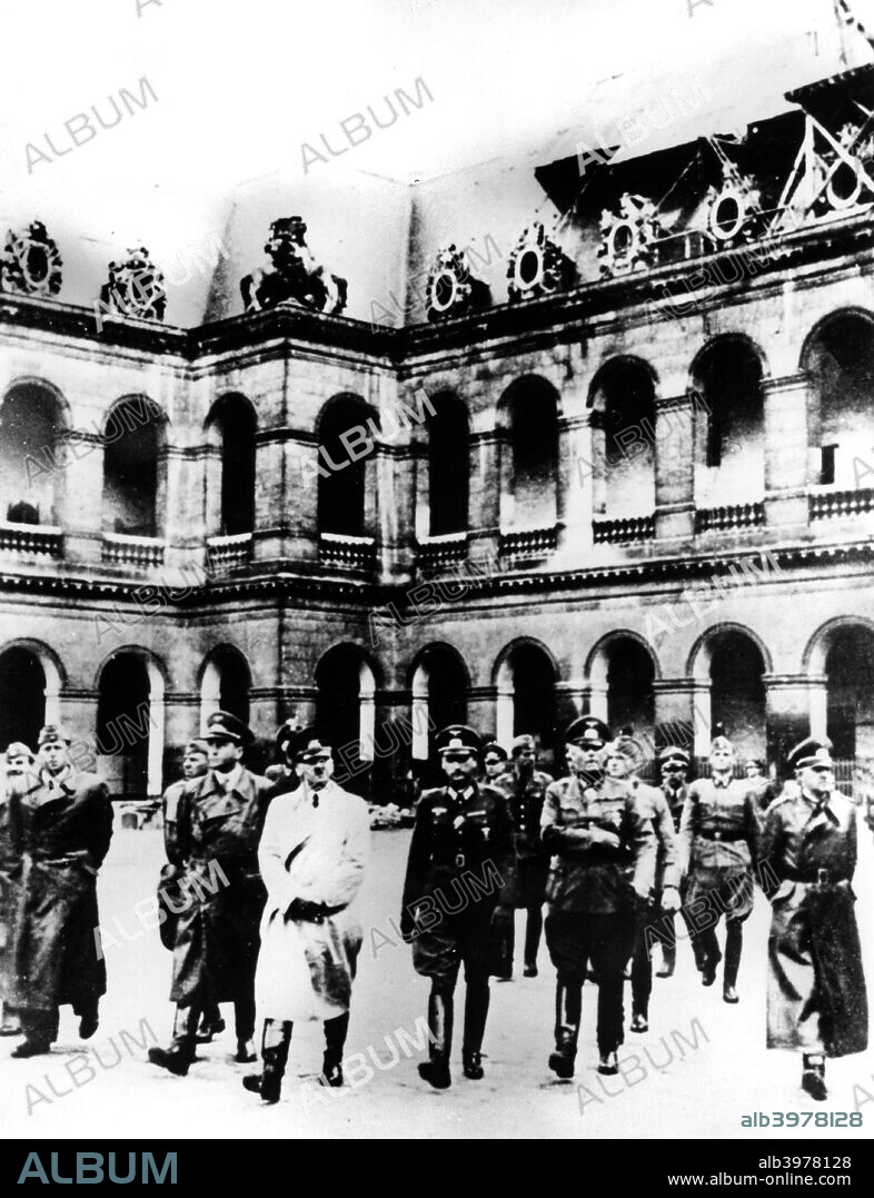 Adolf Hitler visiting the occupied city of Paris, 1940. He is accompanied by General Hans Speidel, who would later be involved in the plot to assassinate Hitler in July 1944. Speidel survived the reprisals after the plot (the only one of the inner circle to do so) and became a senior general in NATO after the war.