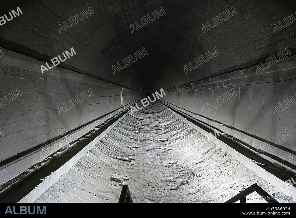 View of a reconstructed tunnel in the former Marienthal government bunker near Ahrweiler, Rhineland-Palatinate, Germany, Europe