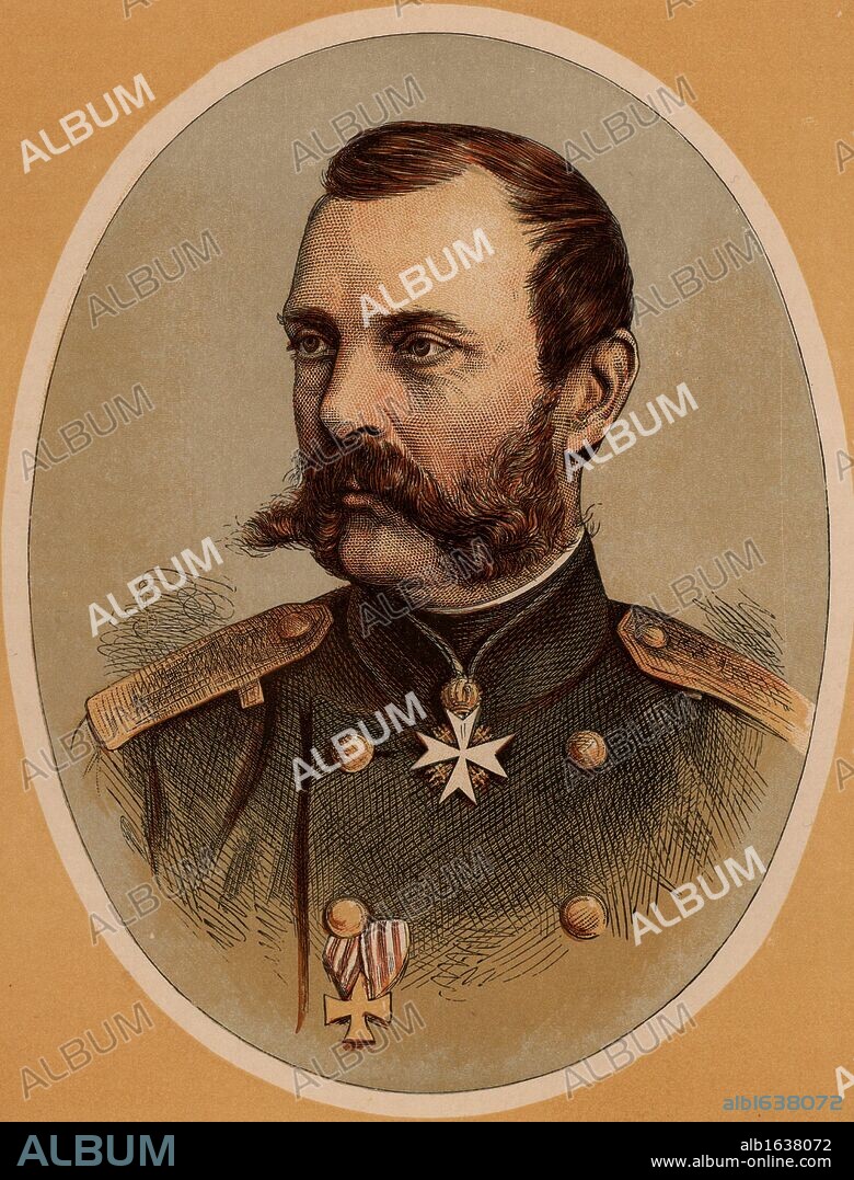Alexander II (1818-1881) Tsar of Russia from 1855.  Known as 'The Liberator', he emancipated the serfs in 1861.  Assassinated at St Petersburg. Colour-printed wood engraving.  (Photo by: Universal History Archive/UIG via Getty Images).