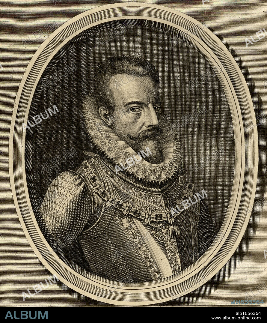 Alessandro Farnese, Duke of Parma and Piacenza, 1545-1592. Fought in the battle of Lepanto. Photo-etching from an old portrait. From the book ' Lady Jackson's Works IX. The First of the Bourbons I' Published London 1899.