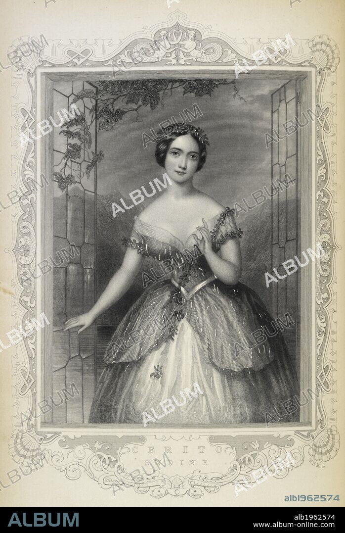 C HEATH und W. H. MOTE. Fanny Cerrito, originally Francesca Cerrito (1817â€“ 1909) Italian ballet dancer and choreographer. . Beauties of the Opera and Ballet. London, 1845. Performing the part of the Ondine, or the Naiad. Portrait. Black and white. Source: 1344.n.40, opposite page 65. Language: English.