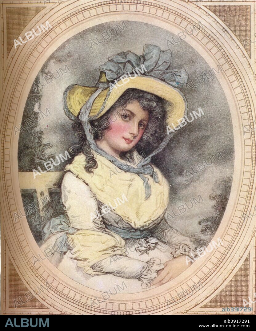 'Miss Fergusson'. An engraving by J. Payrau after John Downman (1750-1824). From The Connoisseur Vol. XXXIX [Otto Limited, London, 1914.].