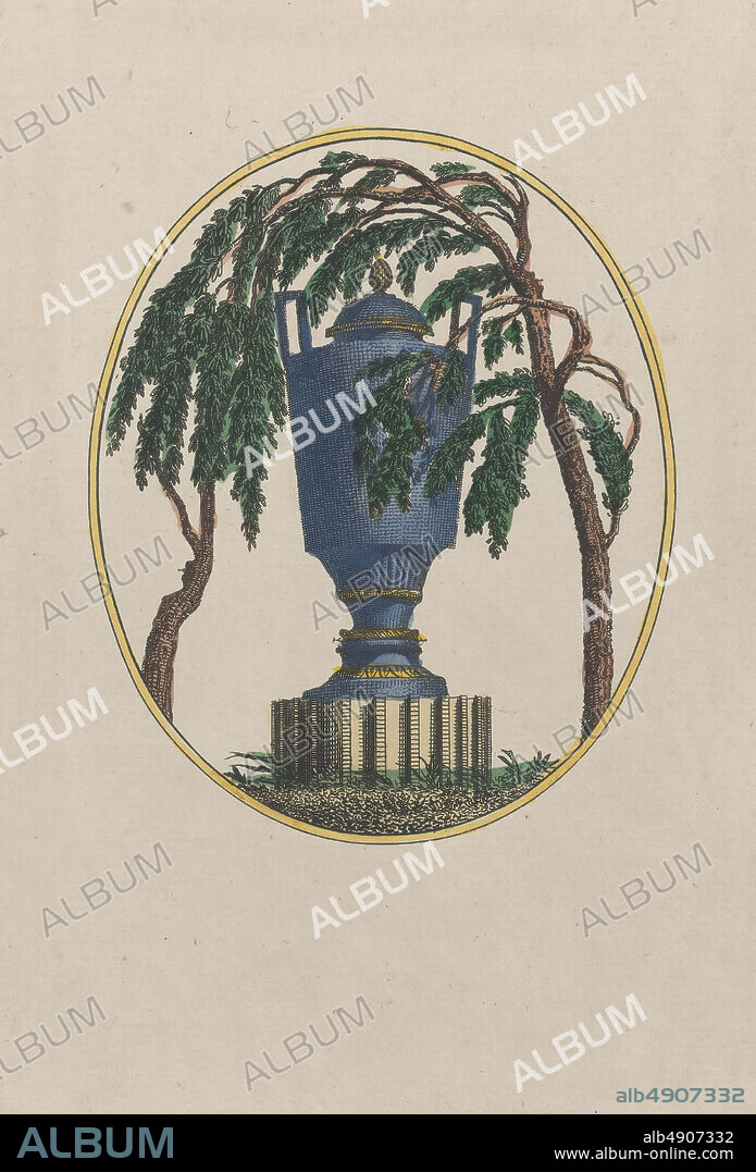Anonymous, Weeping willow and urn with hidden silhouettes of the French royal family, Anonymous, Louis XVI, King of France (French, Versailles 17541793 Paris), Louis XVII (French, Versailles 17851795 Paris), Marie Antoinette, Queen of France (French (born Austria), Vienna 17551792 Paris), 17941815, Hand-colored etching, Plate: 6 13/16 × 4 5/8 in. (17.3 × 11.8 cm), Sheet: 9 5/8 × 6 1/8 in. (24.4 × 15.5 cm), Prints.