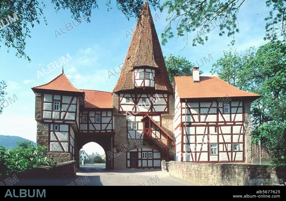 Iphofen (Mittelfranken), Rödelseer Tor. (15. Jahrhundert). Ansicht. Foto, undat.