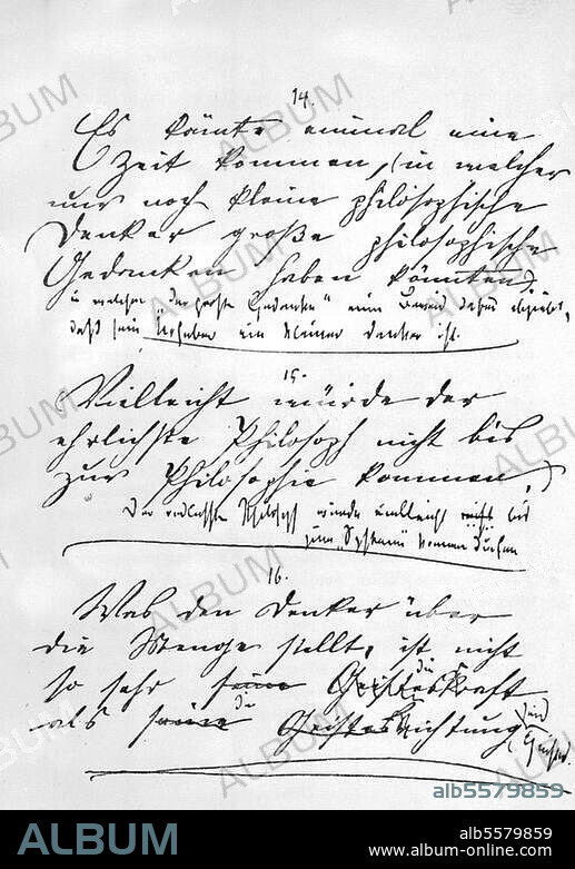 Andreas-Salome, Lou writer. 1861-1937. Manuscript "Aphorisms" with handwritten corrections by Friedrich Nietzsche.