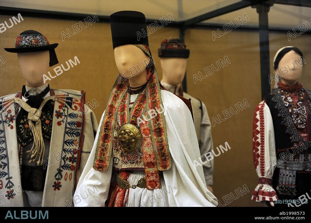 Traditional dress of a saxon girl. 1892. From Transylvania (Romania). Szelindek, Szeben county. Ethnographic Museum. Budapest. Hungary.