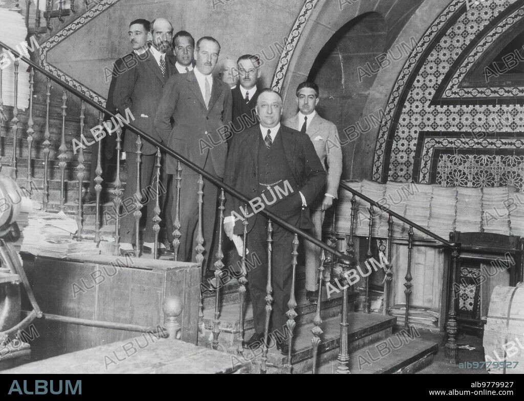 Madrid, 10/05/1924. Visita de Ignacio Sánchez Mejías a la casa de ABC. En la imagen, Gregorio Corrochano, Ignacio Sánchez Mejías y Torcuato Luca de Tena.