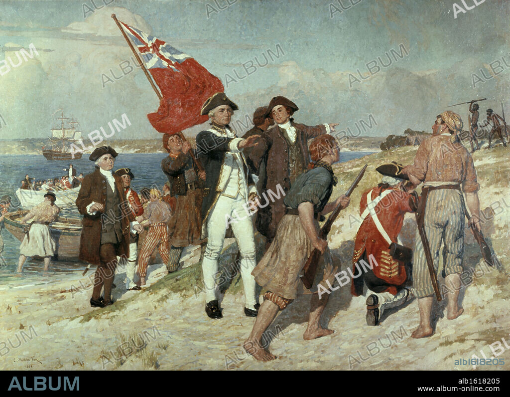 EMANUEL PHILLIPS FOX. Capt. Cook Landing at Botany Bay  Emmanuel Phillips Fox (1865-1915 Australian).