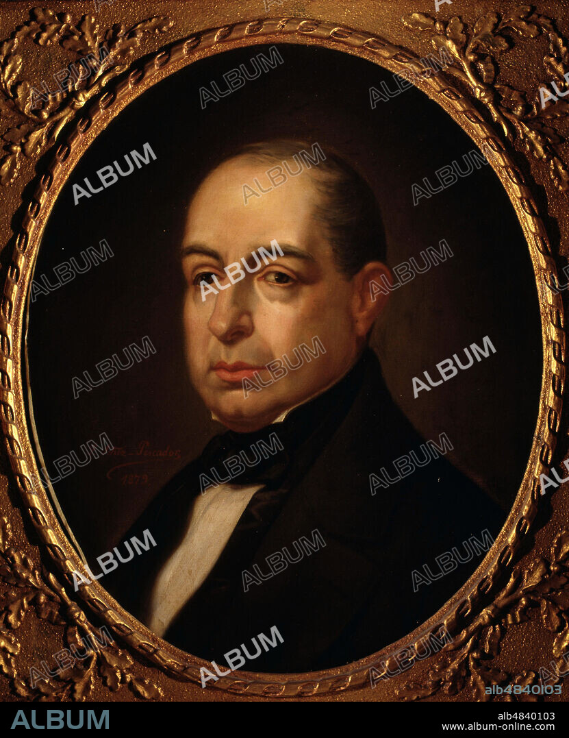 GIL Y ZARATE, ANTONIO. ESCRITOR ESPAÑOL. EL ESCORIAL 1793-1861. OLEO DE JOSE SANCHEZ PESCADOR. TEATRO ESPAÑOL. MADRID.