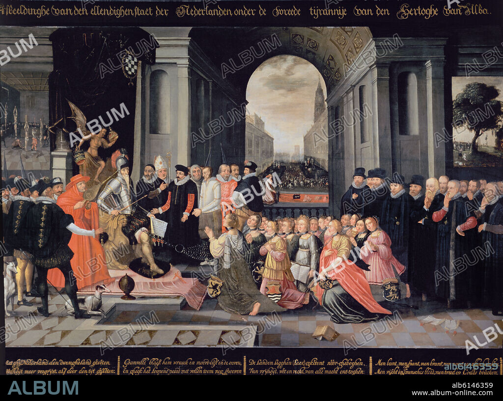 ESCUELA HOLANDESA SIGLO XVII. ALEGORIA DEL REINO DE TERROR DEL DUQUE DE ALBA - CARDENAL GRANVELLA - SIGLO XVII.