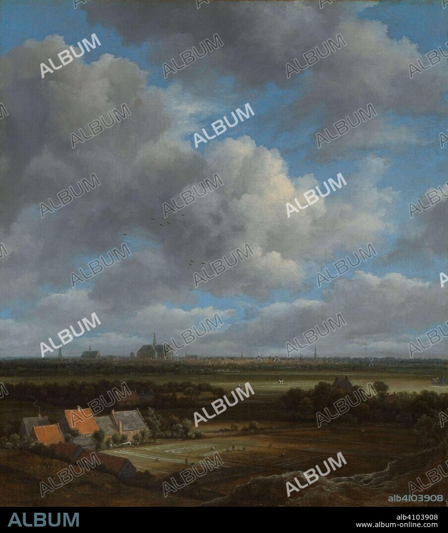 JACOB ISAACKSZ VAN RUISDAEL. View of Haarlem from the Northwest, with the Bleaching Fields in the Foreground. Dating: c. 1650 - c. 1682. Measurements: h 43 cm × w 38 cm; h 70.8 cm × w 67 cm × d 6.5 cm.
