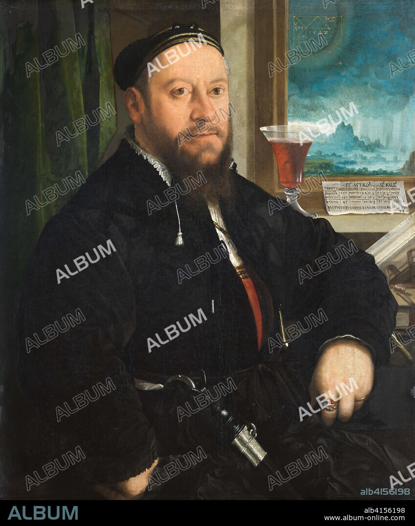 Christoph Amberger (?, c. 1505-Augsburgo, 1561/1562). Retrato de Matthäus Schwarz (1542). Óleo sobre tabla. 73,5 x 61 cm.