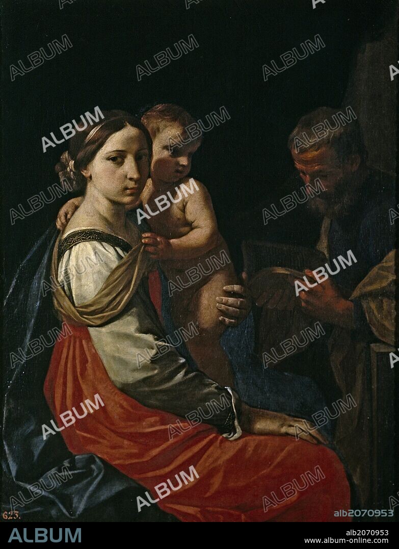 Simone Cantarini / 'La Sagrada Familia', Hacia 1645, Escuela Italiana, Óleo sobre Lienzo, 75 cm x 55 cm, P00063.