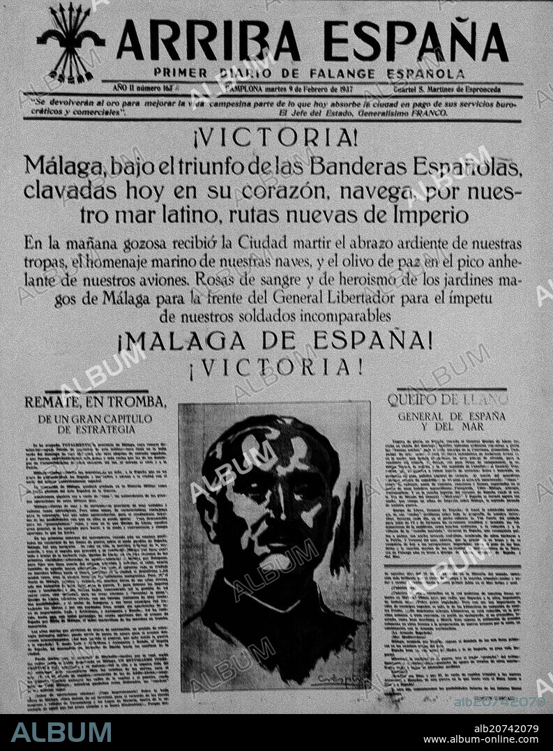 PERIODICO ARRIBA ESPAÑA- 9/2/1937-TOMA DE MALAGA.