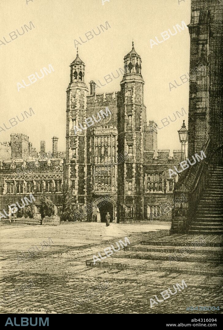 'Lupton's Tower', 1911. Lupton's Tower, Eton College, built 1514-20 by Henry Redman to provide accommodation for the Provost, Roger Lupton. From "A History of Eton College (1440-1910)", by Sir H. C Maxwell Lyte, K.C.B. [Macmillan and Co. Limited, London, 1911].
