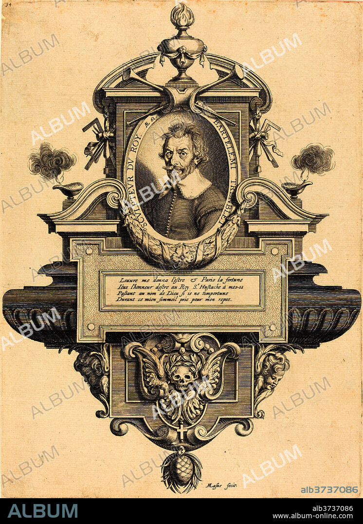 MICHEL LASNE. Barthelemy Tremblay. Dated: 1639. Dimensions: sheet (trimmed to plate mark): 27 x 19.6 cm (10 5/8 x 7 11/16 in.). Medium: engraving on laid paper; laid down.