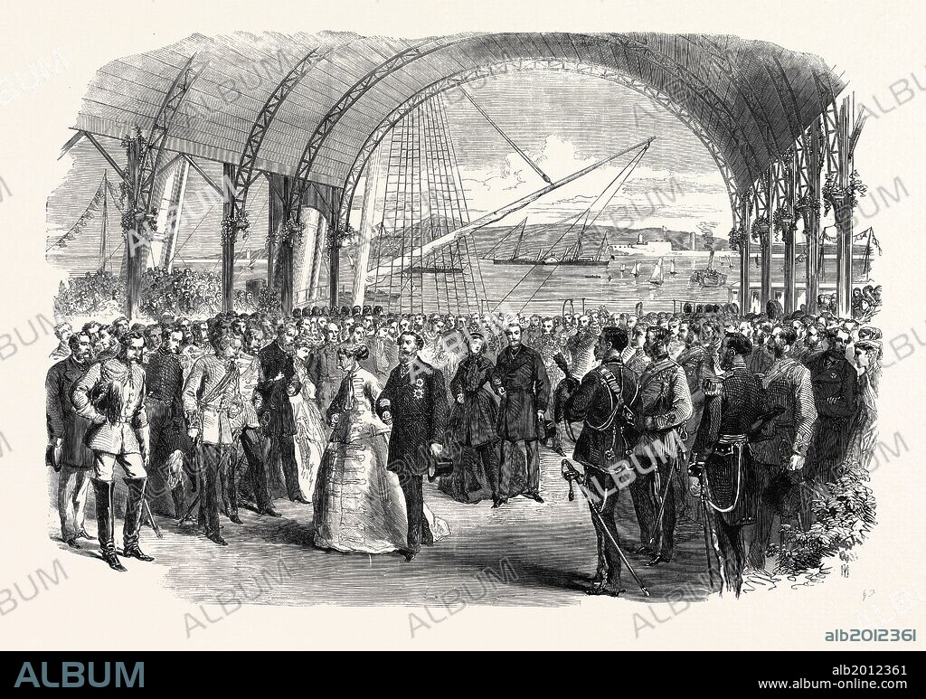 VISIT OF THE PRINCE AND PRINCESS OF WALES TO IRELAND: THE ROYAL PARTY LANDING AT THE VICTORIA WHARF, KINGSTOWN, 1868.