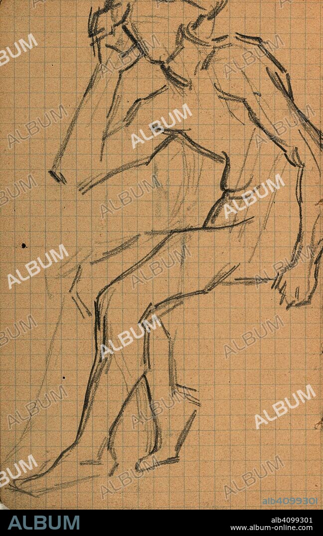 VINCENT VAN GOGH. Sitting Male Figure (after Bargue). Date: June 1890. Dimensions: 13.4 cm x 8.5 cm.
