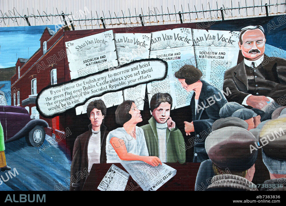 Great Britain (United Kingdom), Northern Ireland, Belfast: part of Mural "History of Easter Rising 1916", at republican and catholic hot spot Falls Road (West-Belfast).