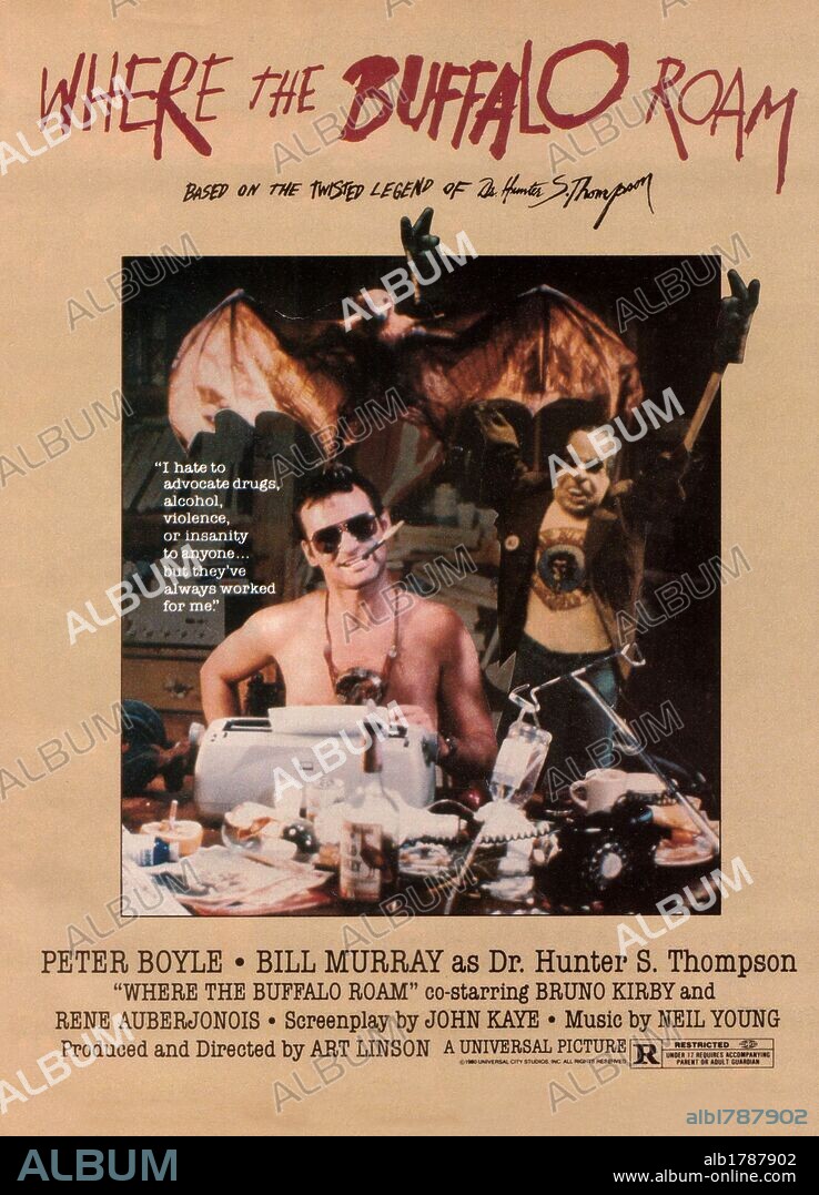 Poster of WHERE THE BUFFALO ROAM, 1980, directed by ART LINSON. Copyright UNIVERSAL PICTURES.