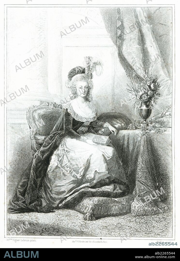 Francia. María Antonieta de Austria (1755-1793), reina consorte de Francia, esposa de Luis XVI. Grabado de 1853.