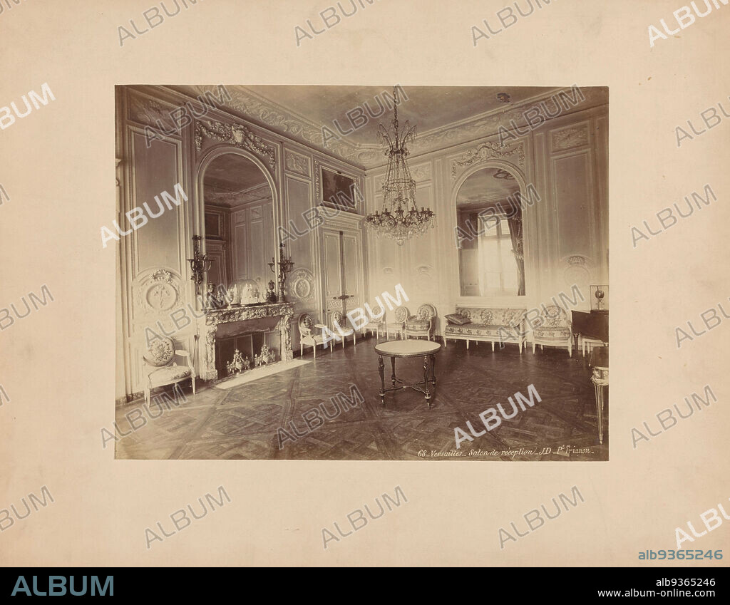 Interior of the reception room in the Klein Trianon at Versailles, Versailles - Salon de réception Pt. Trianon. (title on object), anonymous, Petit Trianon, c. 1875 - c. 1900, cardboard, albumen print, height 220 mm × width 287 mm.