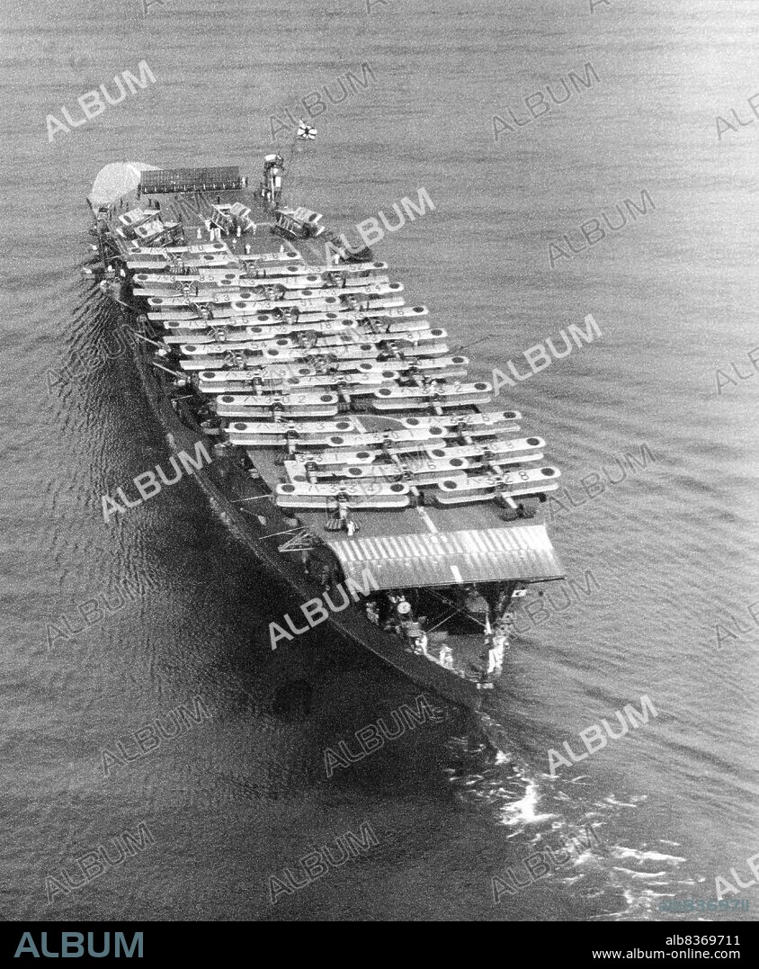 Akagi was an aircraft carrier built for the Imperial Japanese Navy (IJN), named after Mount Akagi in present-day Gunma Prefecture. Though she was laid down as an Amagi-class battlecruiser, Akagi was converted to an aircraft carrier while still under construction to comply with the terms of the Washington Naval Treaty. The ship was rebuilt from 1935 to 1938 with her original three flight decks consolidated into a single enlarged flight deck and an island superstructure.<br/><br/>. Akagi's aircraft served in the Second Sino-Japanese War in the late 1930s. Upon the formation of the First Air Fleet or Kido Butai (Striking Force) in early 1941, she became its flagship, and remained so for the duration of her service. With other fleet carriers, she took part in the Attack on Pearl Harbor in December 1941 and the invasion of Rabaul in the Southwest Pacific in January 1942. The following month, her aircraft bombed Darwin, Australia, and assisted in the conquest of the Dutch East Indies. In March and April 1942, Akagi's aircraft helped sink a British heavy cruiser and an Australian destroyer in the Indian Ocean Raid.<br/><br/>. After a brief refit, Akagi and three other fleet carriers of the Kido Butai participated in the Battle of Midway in June 1942. After bombarding American forces on the atoll, Akagi and the other carriers were attacked by aircraft from Midway and the carriers Enterprise, Hornet, and Yorktown. Dive bombers from Enterprise severely damaged Akagi. When it became obvious she could not be saved, she was scuttled by Japanese destroyers to prevent her from falling into enemy hands. The loss of Akagi and three other IJN carriers at Midway was a crucial strategic defeat for Japan and contributed significantly to the Allies' ultimate victory in the Pacific.