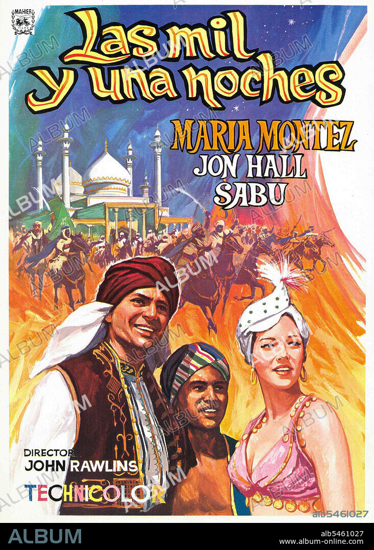Poster of ARABIAN NIGHTS, 1942, directed by JOHN RAWLINS. Copyright UNIVERSAL PICTURES.