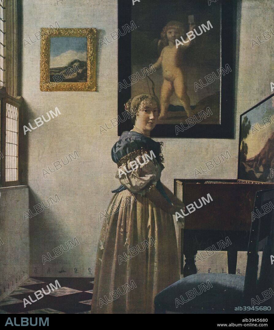'A Young Woman Standing at a Virginal', c1670. Original work found in The National Gallery Collection. From World Famous Paintings edited by J Grieg Pirie [W.& G. Foyle Ltd., London, 1938.].