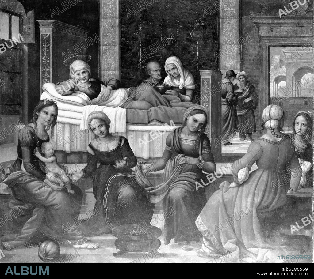 HERNANDO LLANOS Y FERNANDO YANEZ DE LA ALMEDILLA. NATIVIDAD DE MARIA DEL RETABLO DE LA CATEDRAL DE VALENCIA - SIGLO XVI - RENACIMIENTO ESPAÑOL - B/N - AÑOS 60 -.