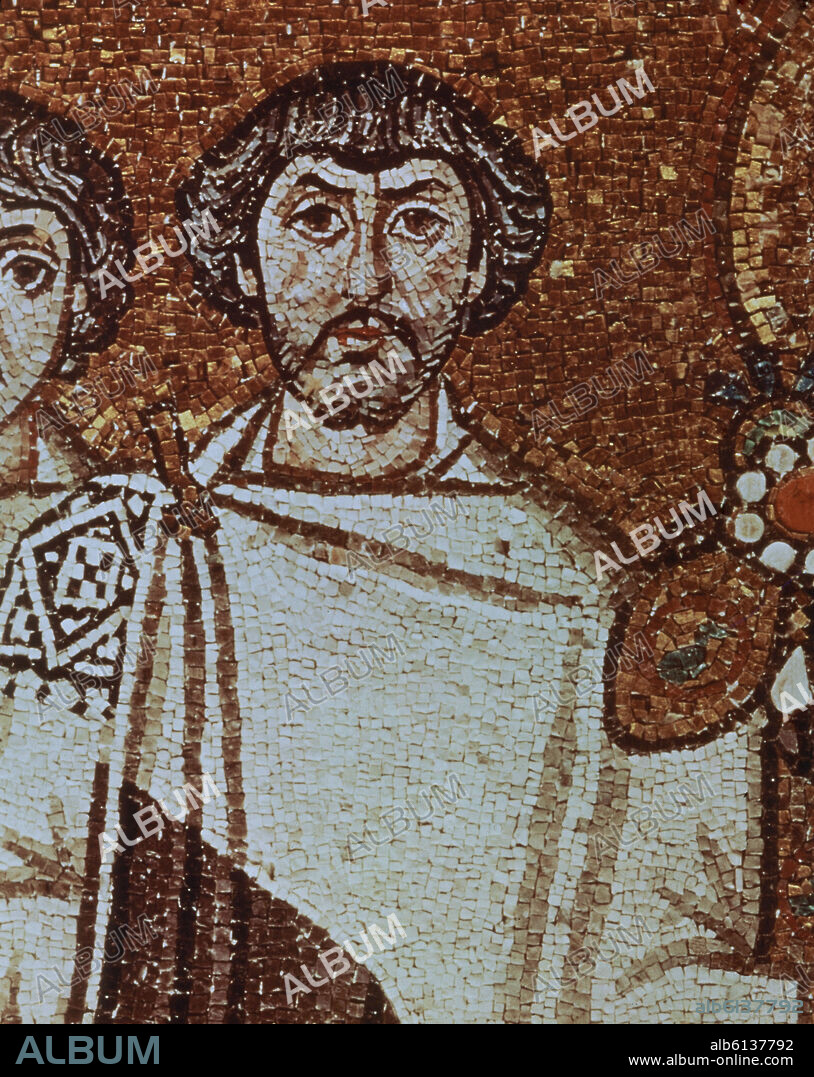 MOSAICO DE JUSTINIANO - BELISARIO (GENERAL DE JUSTINIANO) - SIGLO VI - ARTE BIZANTINO.