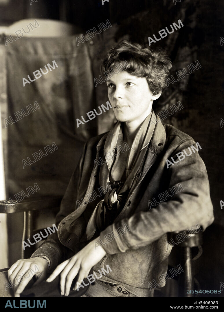 Amelia Earhart (1897 - disappeared 1937) was an American aviation pioneer and author. She was the first woman aviator to fly solo across the Atlantic Ocean. She set many other records and wrote best-selling books about her flying experiences. Peter A. Juley, 1932 (cropped and cleaned).