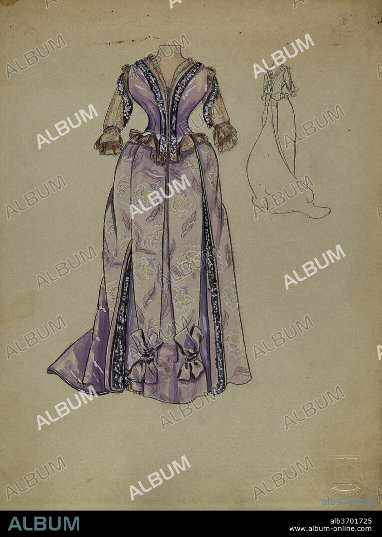 JEAN GORDON. Dress. Dated: 1935/1942. Dimensions: overall: 30.5 x 22.9 cm (12 x 9 in.). Medium: watercolor, graphite, and gouache on paperboard.