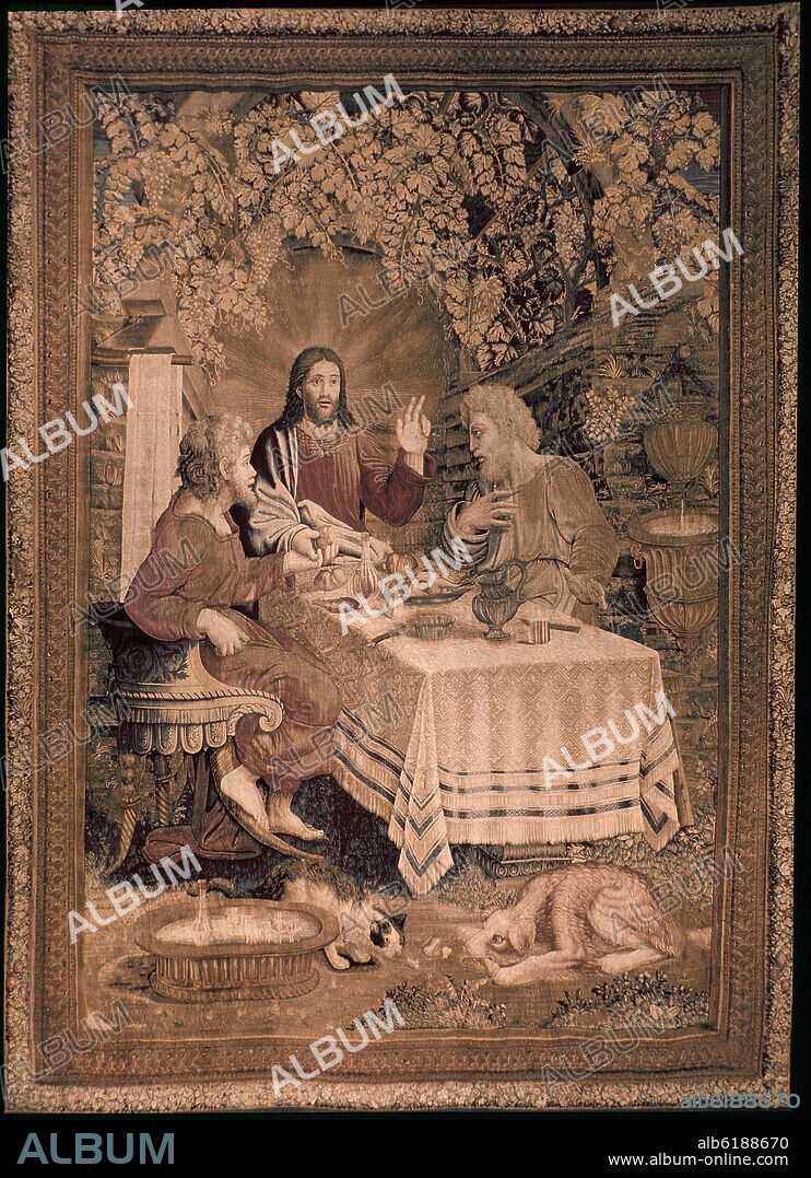 PIERRE VAN AELST (1450-1533). CENA DE EMAUS TAPIZ DEL SIGLO XVI REALIZADO POR ENCARGO DE LEON X AL TALLER DE PIETER/PIERRE? VAN AELST DE BRUSELAS. REALIZADO SOBRE D.