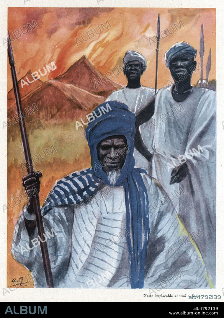 Notre implacable ennemi SAMORY TOURE (1830-1900). Illustration de 1941 par Andre GALLAND (1886-1965) pour Les coloniaux francais illustres par Marcel SOUZY. ADAGP. Credit : Collection Jonas/Kharbine-Tapabor.